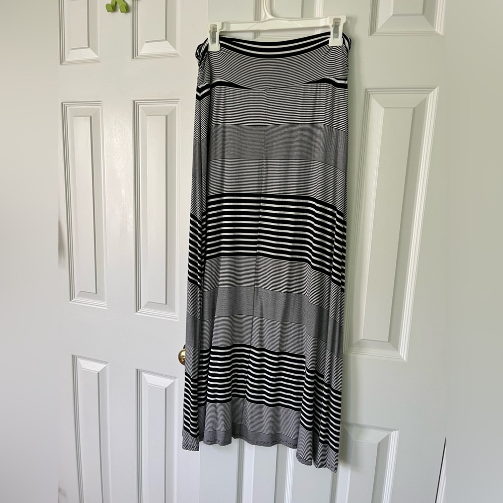 Striped Black & White Maxi Skirt